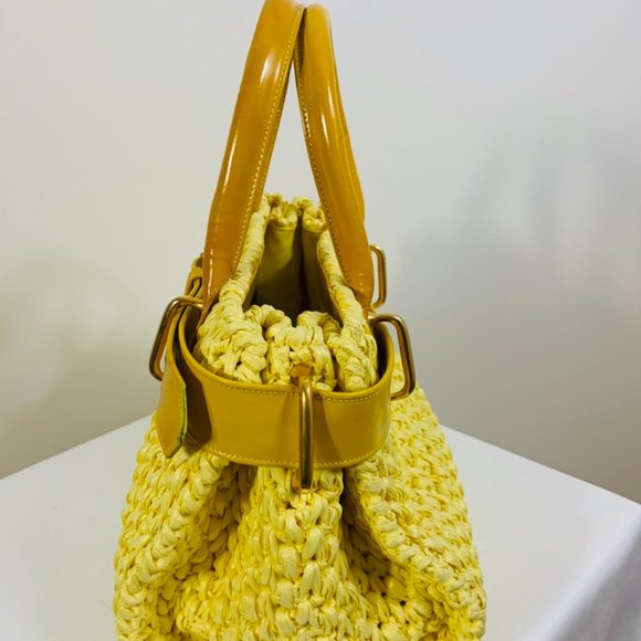 Vintage Italian Rodo Leather Raffia Purse … - Picture 3 of 11